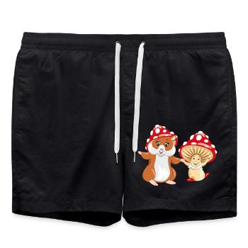 Drôle de hamster et amanite heureuse - Short de bain - noir - Devant - AI Model Male 185 light (185cm)