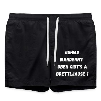 Brettljause - Badeshorts - Schwarz - Vorne - AI Model Male 185 light (185cm)