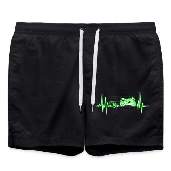Herzschlag Motorrad - Badeshorts - Schwarz - Vorne - AI Model Male 185 light (185cm)