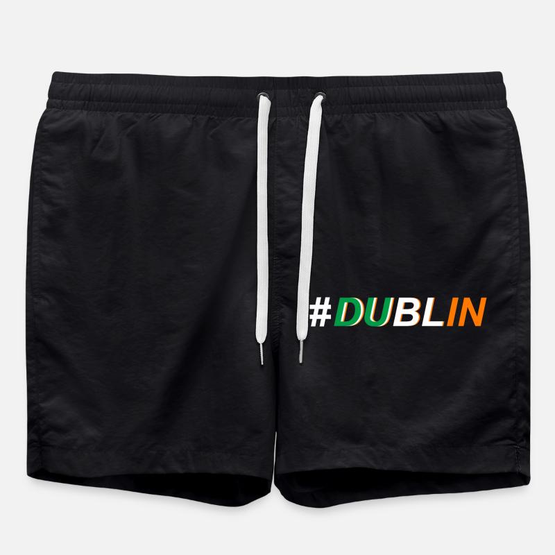 Dublin Ireland Island Cloverleaf - Swim Trunks - black