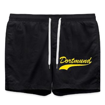 Dortmund lettrage rétro jaune - Short de bain - noir - Devant - AI Model Male 185 light (185cm)