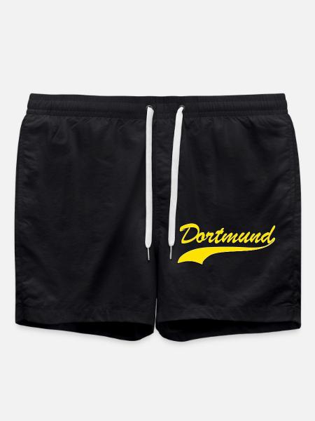 Dortmund retro lettering yellow - Swim Trunks - black