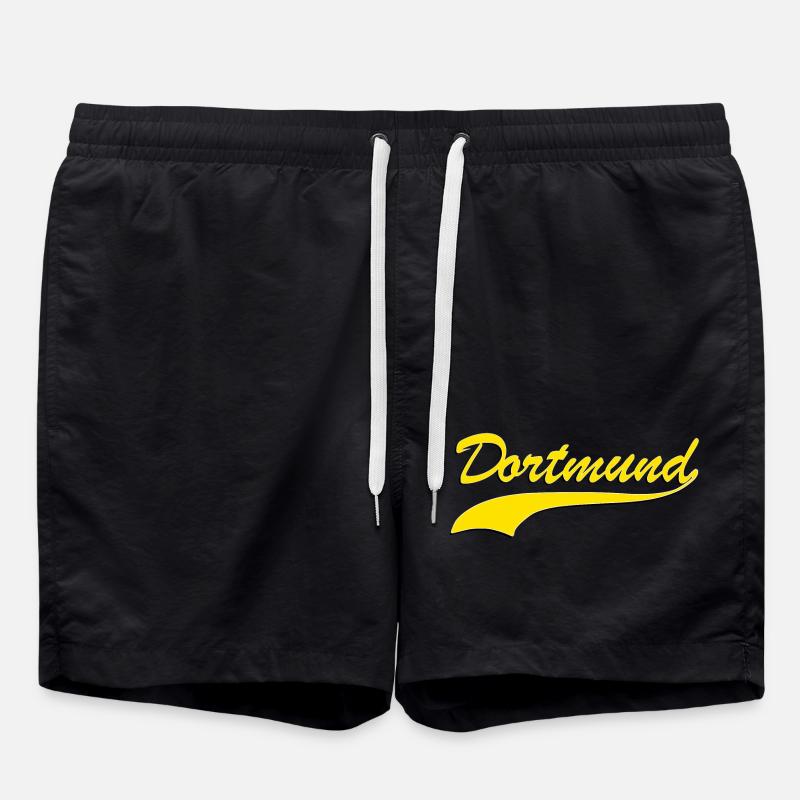 Dortmund lettrage rétro jaune - Short de bain - noir