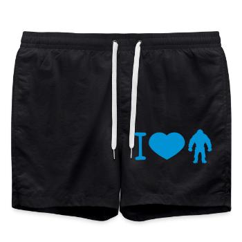 amour coeur j'aime bigfoot silhouette comique yeti - Short de bain - noir - Devant - AI Model Male 185 light (185cm)