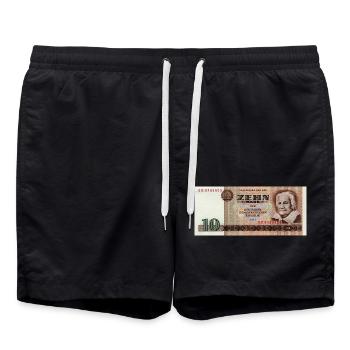 10 Mark der DDR - Badeshorts - Schwarz - Vorne - AI Model Male 185 light (185cm)