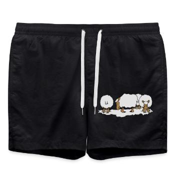SCHAF Herde - Badeshorts - Schwarz - Vorne - AI Model Male 185 light (185cm)