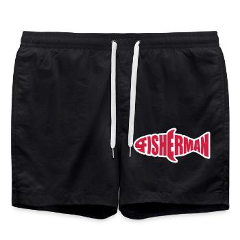 pêcheur pêcheur logo fischermann sport de mer silho - Short de bain - noir - Devant - AI Model Male 185 light (185cm)