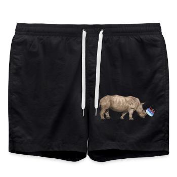Rhinocéros d'anniversaire - Short de bain - noir - Devant - AI Model Male 185 light (185cm)