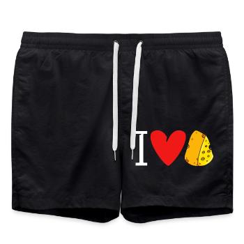 Fromage J’aime le fromage - Short de bain - noir - Devant - AI Model Male 185 light (185cm)