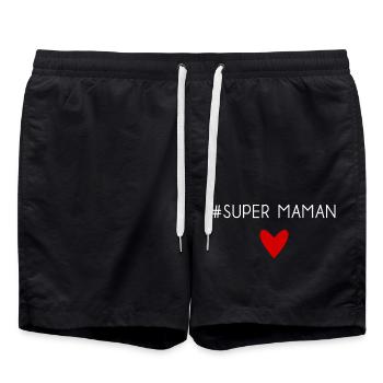 SUPER MAMAN. MAMAN. FÊTE DES MÈRES. BONNE FÊTE - Short de bain - noir - Devant - AI Model Male 185 light (185cm)