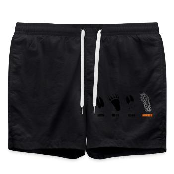 Hirsch, Bär, Wildschwein, Jäger, Trittsiegel - Badeshorts - Schwarz - Vorne - AI Model Male 185 light (185cm)