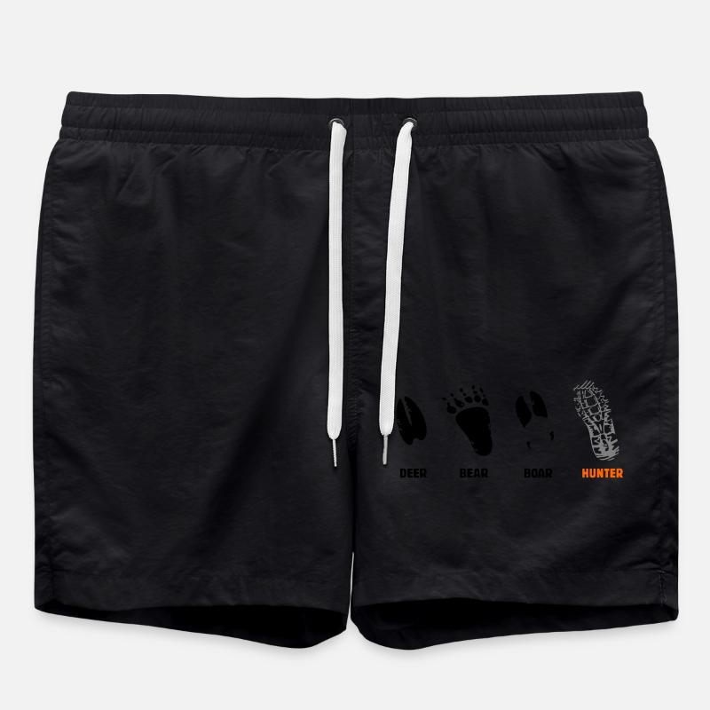 Cerf, ours, sanglier, chasseur, sceau - Short de bain - noir