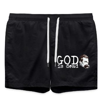 Friedrich Wilhelm Nietzsche God is dead - Swim Trunks - black - Front - AI Model Male 185 light (185cm)