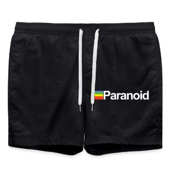 Paranoïaque - design rétro drôle - humour noir - Short de bain - noir - Devant - AI Model Male 185 light (185cm)