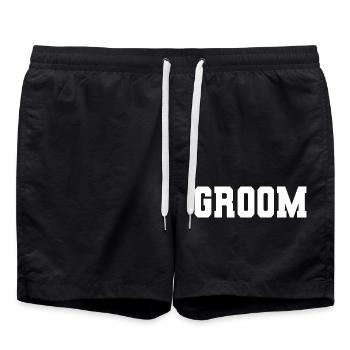 Bräutigam - Ehemann zu sein, Hochzeitsfeier Geschenk - Badeshorts - Schwarz - Vorne - AI Model Male 185 light (185cm)