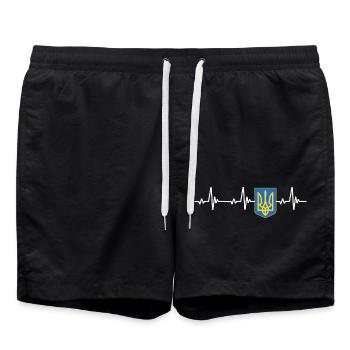 UKRAINE Drapeau - Short de bain - noir - Devant - AI Model Male 185 light (185cm)