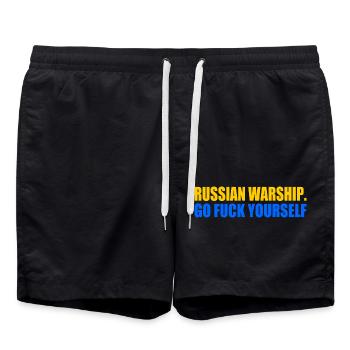russian warship go f yourself - Badeshorts - Schwarz - Vorne - AI Model Male 185 light (185cm)
