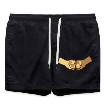 Team Fäuste Bros - Badeshorts - Schwarz - Vorne - AI Model Male 185 light (185cm)