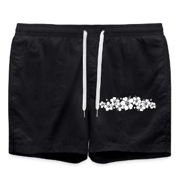 Hibiskus Blume - HAWAII - Badeshorts - Schwarz - Vorne - AI Model Male 185 light (185cm)