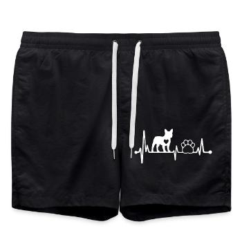 Frenchie Bulldog - ECG cardiaque - Français - Short de bain - noir - Devant - AI Model Male 185 light (185cm)