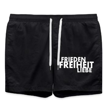 Frieden freiheit liebe - Badeshorts - Schwarz - Vorne - AI Model Male 185 light (185cm)