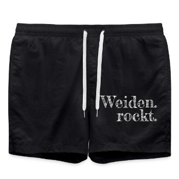 Weiden rockt - Textdesign mit Stadtnamen - Badeshorts - Schwarz - Vorne - AI Model Male 185 light (185cm)