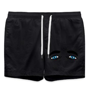 Blue Sad Eyes Design - Swim Trunks - black - Front - AI Model Male 185 light (185cm)