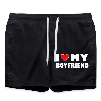 love my I heart my boyfriend - Short de bain - noir - Devant - AI Model Male 185 light (185cm)