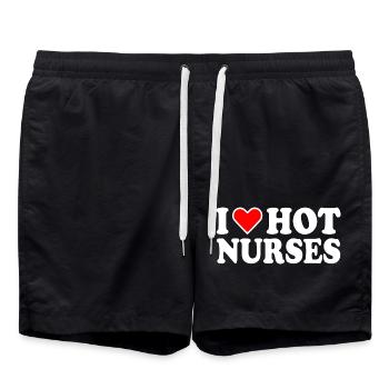 I love hot nurses - Short de bain - noir - Devant - AI Model Male 185 light (185cm)