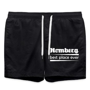 Homberg - Stadt best place ever - Badeshorts - Schwarz - Vorne - AI Model Male 185 light (185cm)