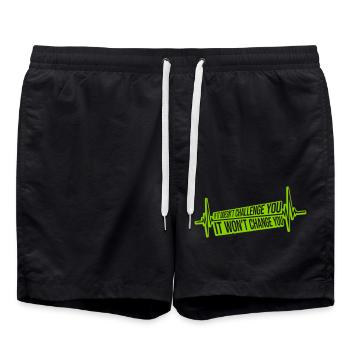 Séance d’entraînement Fitness Motivation Citation - Short de bain - noir - Devant - AI Model Male 185 light (185cm)