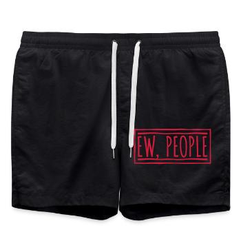 ew people funny quote - Swim Trunks - black - Front - AI Model Male 185 light (185cm)