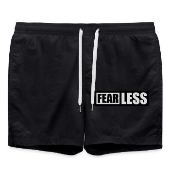 fearless Text Quote Design - Swim Trunks - black - Front - AI Model Male 185 light (185cm)