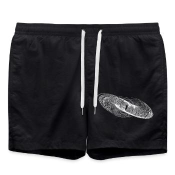 Geometric Circle Lines Ellipses - Swim Trunks - black - Front - AI Model Male 185 light (185cm)
