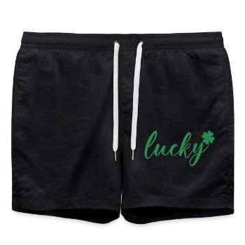 St. Patrick's Day Geschenk Kleeblatt Männer, Frauen, Kinder - Badeshorts - Schwarz - Vorne - AI Model Male 185 light (185cm)