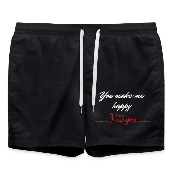 Tu me rends heureux je t’aime - Short de bain - noir - Devant - AI Model Male 185 light (185cm)