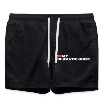 I Love My Dermatologist Heart Shirt - Swim Trunks - black - Front - AI Model Male 185 light (185cm)