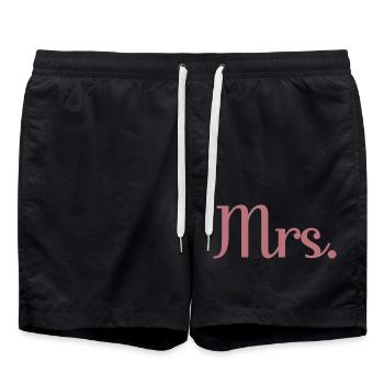 Mrs. Matching Paar Verlobung Hochzeit Flitterwochen - Badeshorts - Schwarz - Vorne - AI Model Male 185 light (185cm)