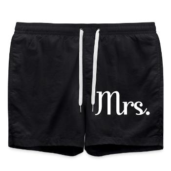 Mrs. Matching Paar Verlobung Hochzeit Flitterwochen - Badeshorts - Schwarz - Vorne - AI Model Male 185 light (185cm)