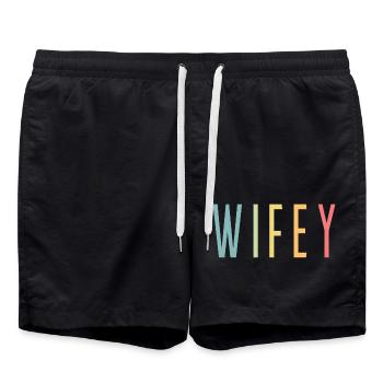 Retro Wifey Matching Couple Wedding Party Mariage - Short de bain - noir - Devant - AI Model Male 185 light (185cm)