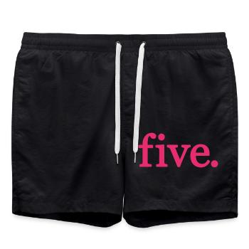 Five - 5 Years Old Birthday, 5 Year Anniversary - Swim Trunks - black - Front - AI Model Male 185 light (185cm)