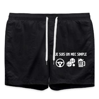 Mec simple voiture pétanque bière - Short de bain - noir - Devant - AI Model Male 185 light (185cm)