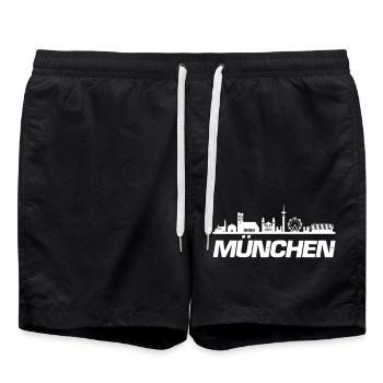 Munich Skyline - Swim Trunks - black - Front - AI Model Male 185 light (185cm)