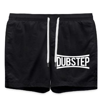 Dub Step Techno Music Party Bar Text Lettering - Swim Trunks - black - Front - AI Model Male 185 light (185cm)