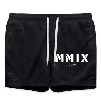 Roman numeral year of birth Made in 2009 - Swim Trunks - black - Front - AI Model Male 185 light (185cm)