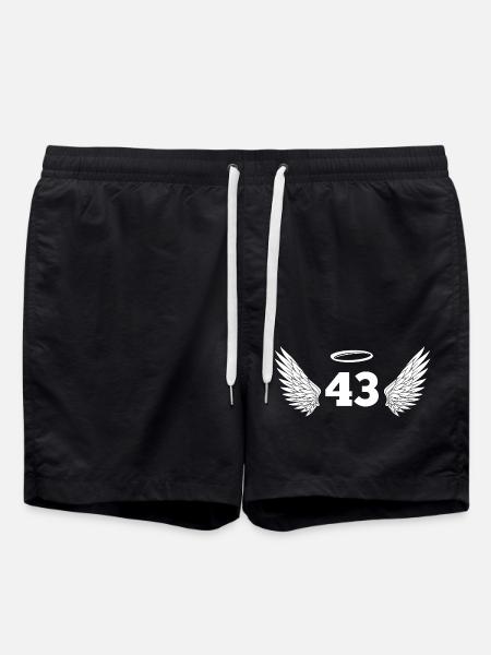Number 43 Angel - 43rd Birthday Wings - Swim Trunks - black