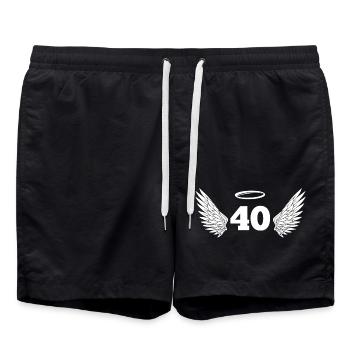Nummer 40 Engel - Flügel zum 40. Geburtstag - Badeshorts - Schwarz - Vorne - AI Model Male 185 light (185cm)