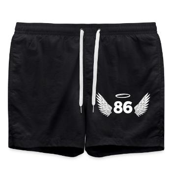 Engel Nummer 86 – Flügel zum 86. Geburtstag - Badeshorts - Schwarz - Vorne - AI Model Male 185 light (185cm)