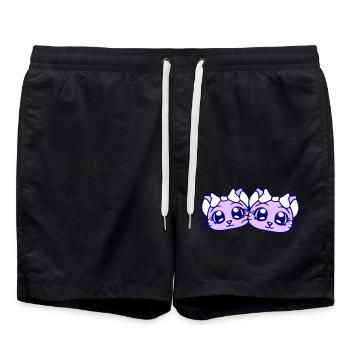 2 Cute Girls Cats Pretty Bow Girlfriends - Swim Trunks - black - Front - AI Model Male 185 light (185cm)