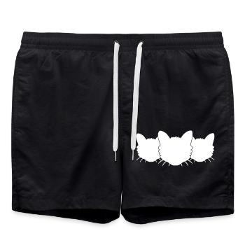 3 Chats Silhouettes Trois Amis Equipe Chefs d’équipe - Short de bain - noir - Devant - AI Model Male 185 light (185cm)